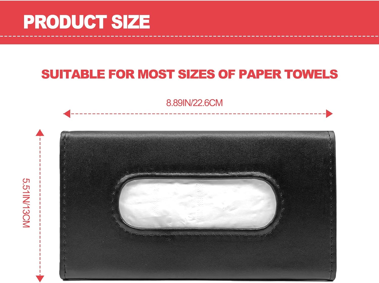 Car Tissue Holder with Mask Clip Visor Mount Black