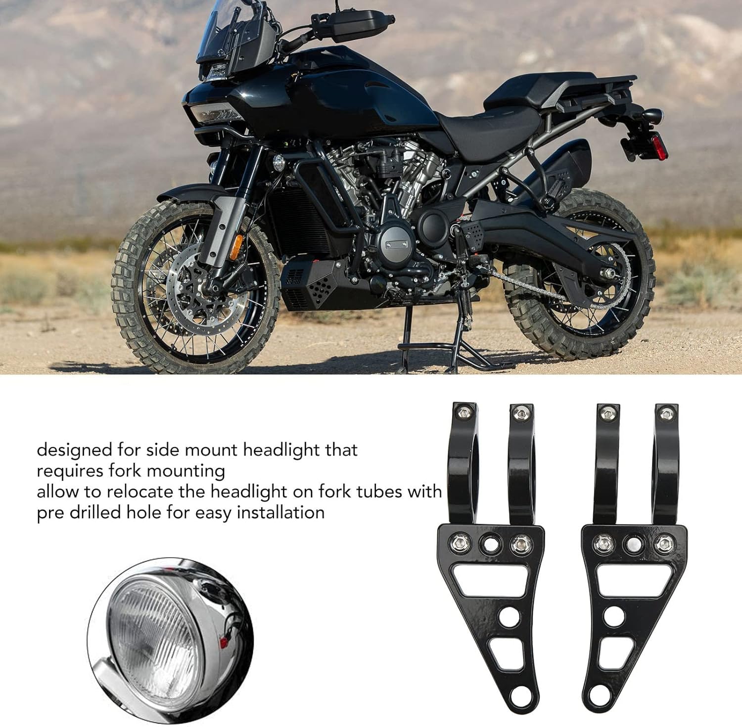 Keenso Fork Headlight Mount Bracket 2 Pcs Aluminum Alloy Holder Clamps