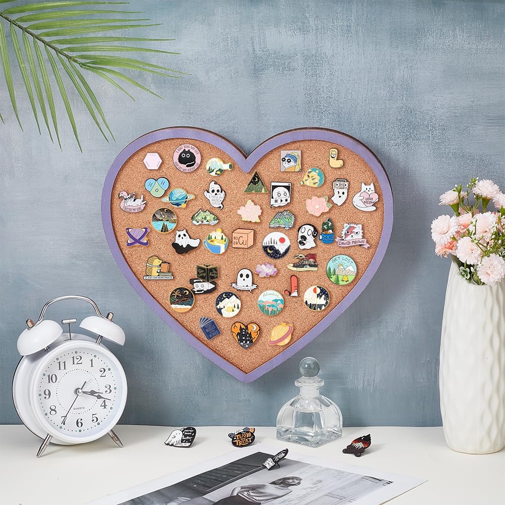 BENECREAT Purple Heart Pin Cork Board Bulletin Display