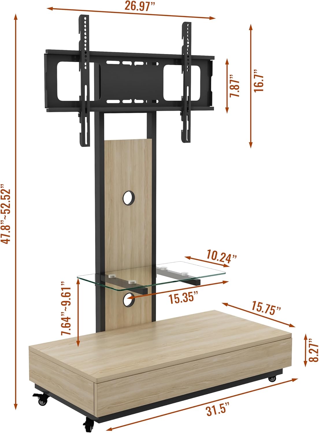Sharejoyer TV Stand with Sliding Drawer and Wheels