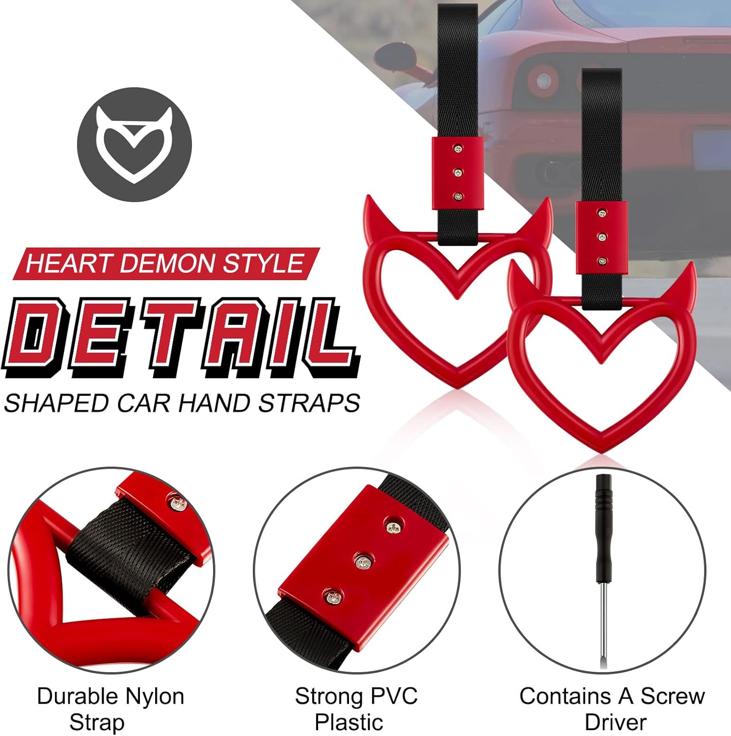 4 Piece Heart Handle Keychains for Car Safety