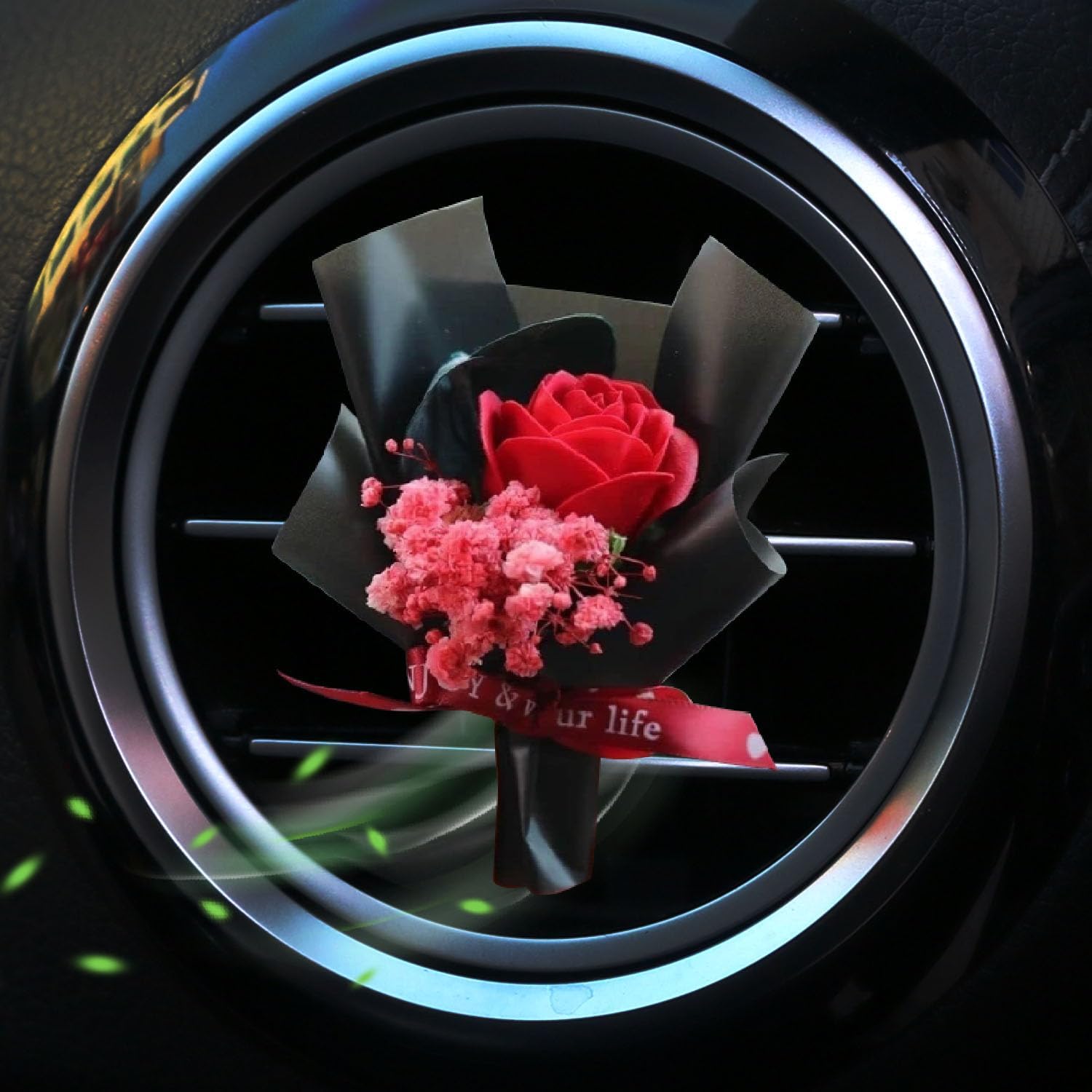 Galepromot Black Mini Dried Flower Bouquet Car Air Vent Clip