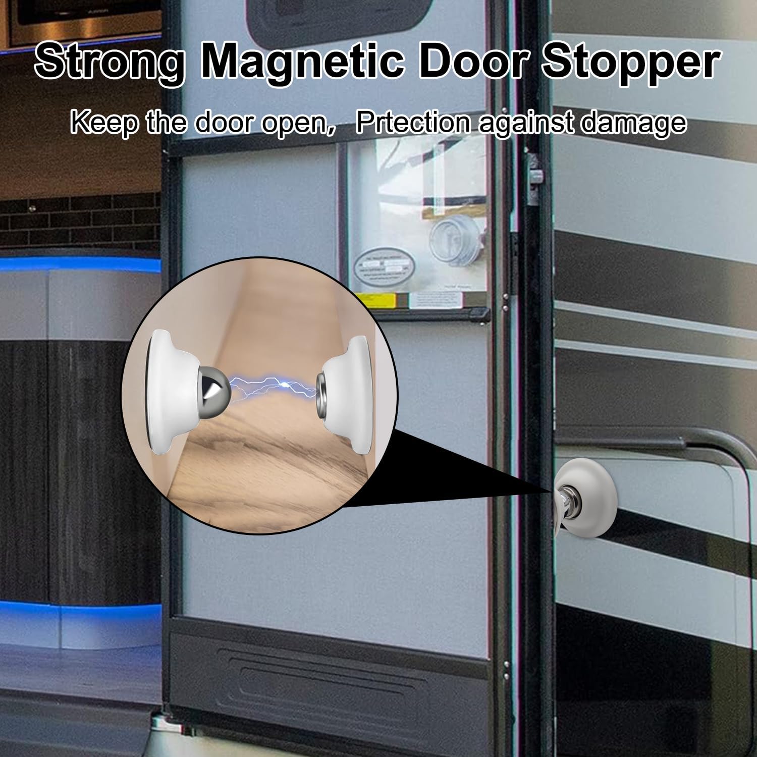 2 Pcs Magnetic Door Holder for RV Door Open White