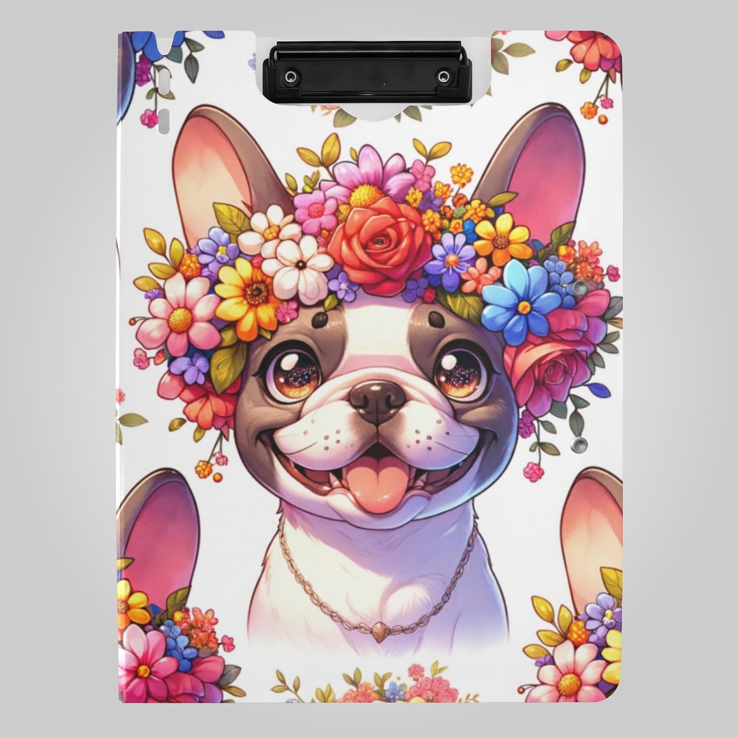 Susiyo French Bulldog Flower Crown Clipboard A4 Size