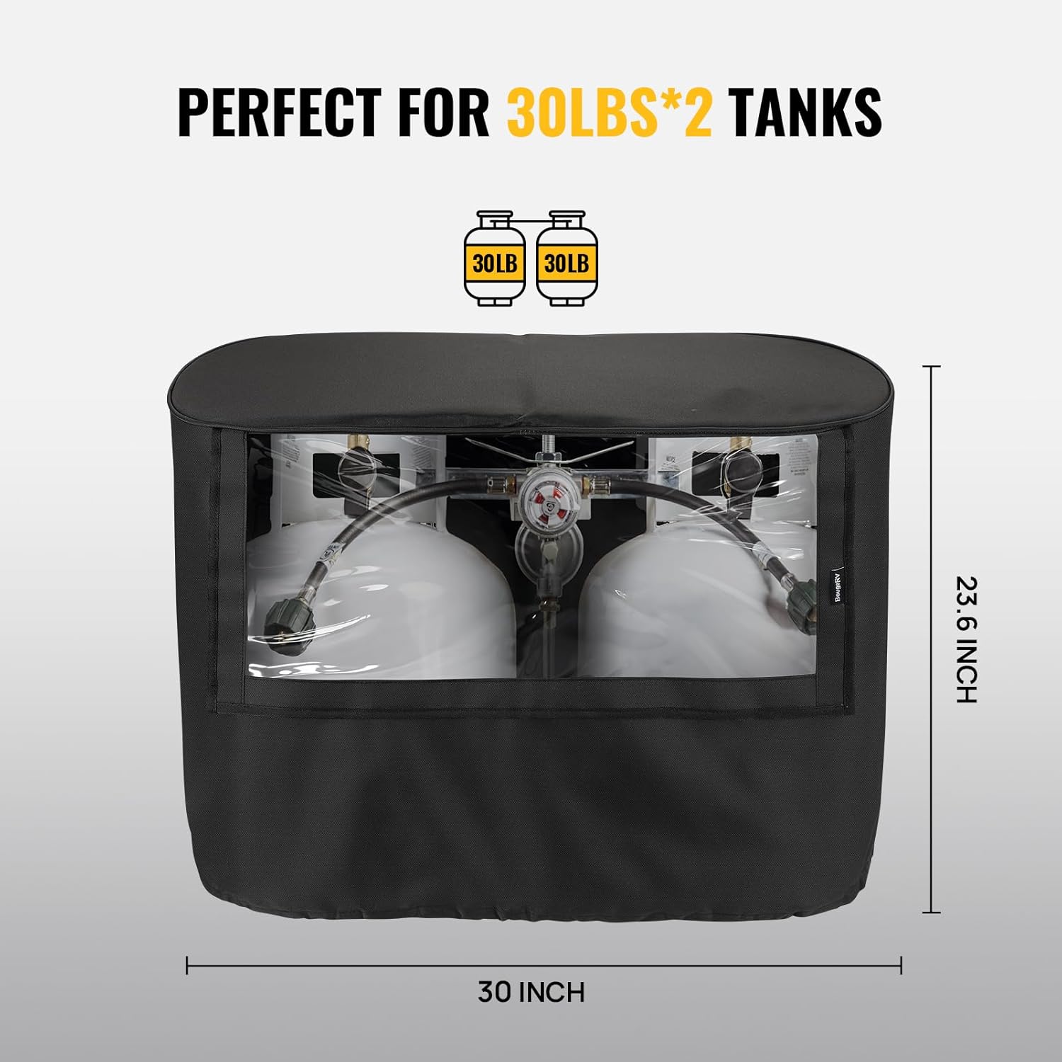 BougeRV Propane Tank Cover with Visible Valve Black