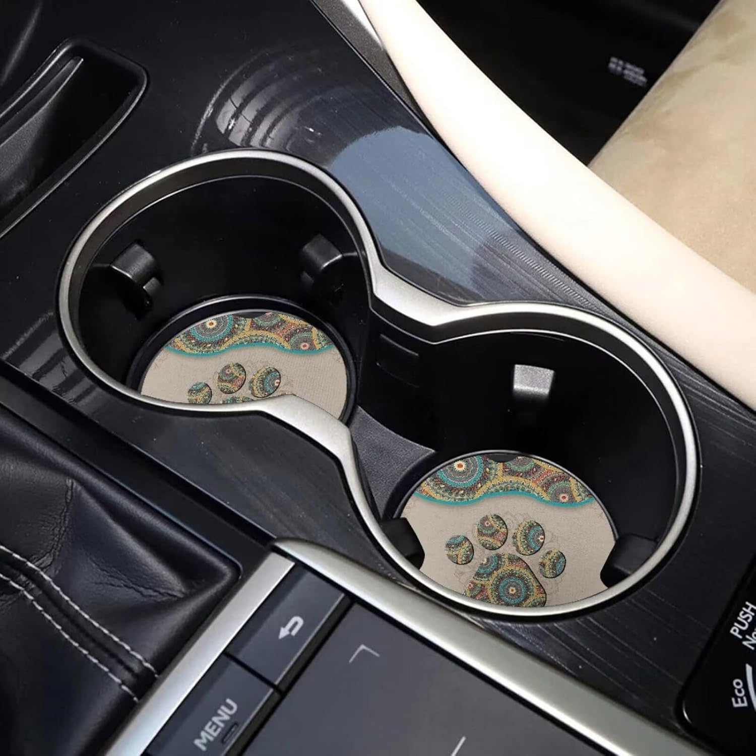 Boho Dog Paw Non-Slip Car Coaster Mat - 28 Inch