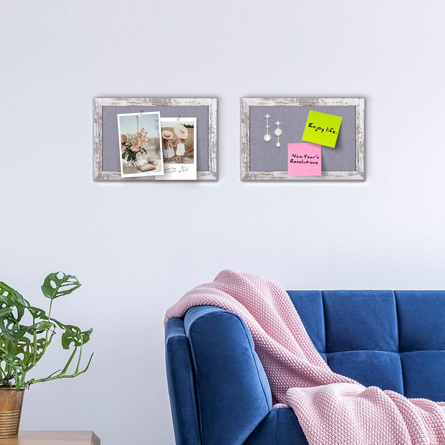 Gray Felt Bulletin Board with White Wood Frame