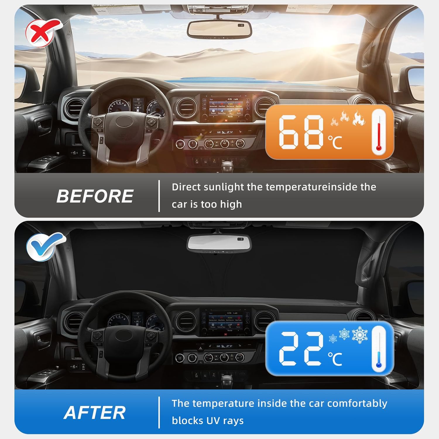 AuyNeas Windshield Sunshade for Ford Maverick 2022-2025