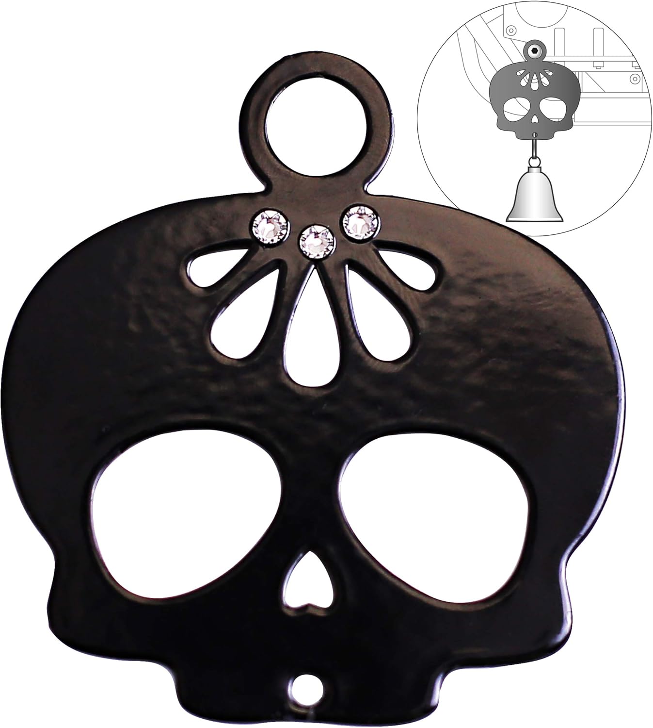 Sparkle Rider Sugar Skull Bell Hanger with Swarovski Crystals