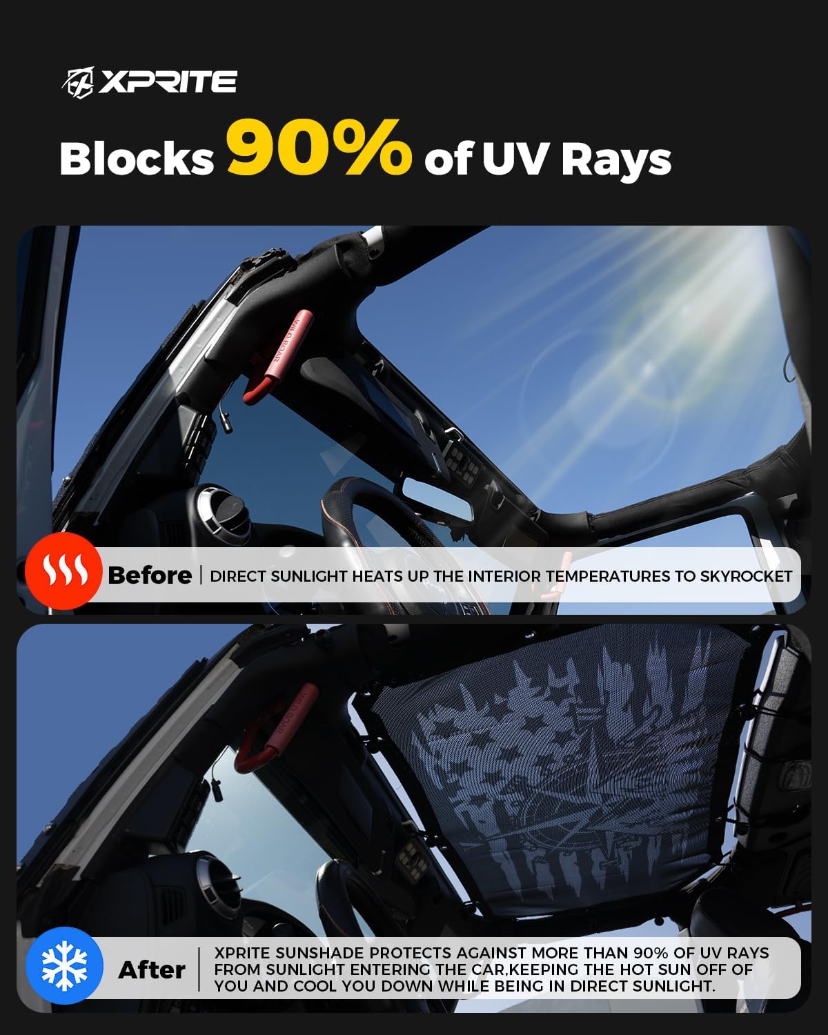 Xprite Adventure Sunshade for Jeep Wrangler JL 4 Door