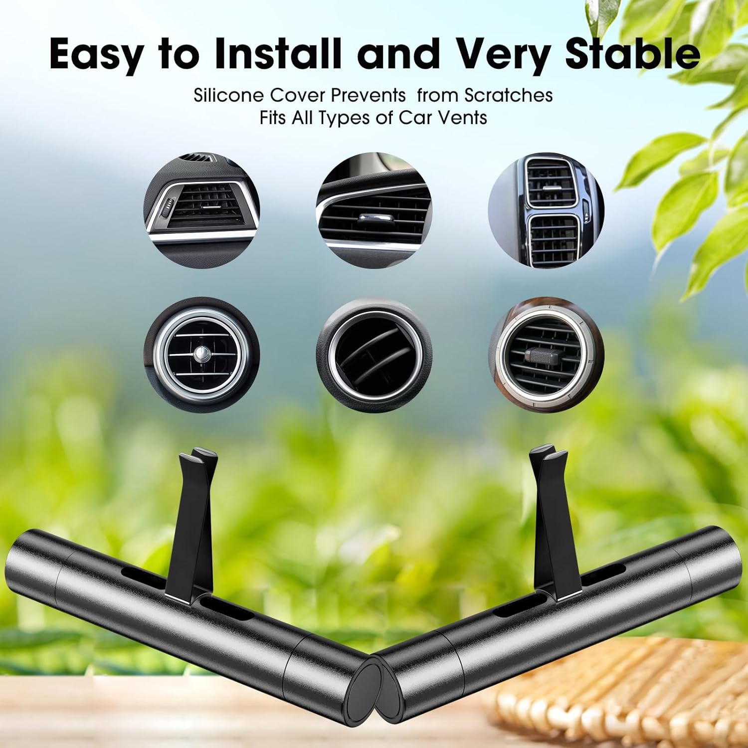 Home-Cloud 2 Pack Car Air Freshener Clips with 12 Refill Sticks