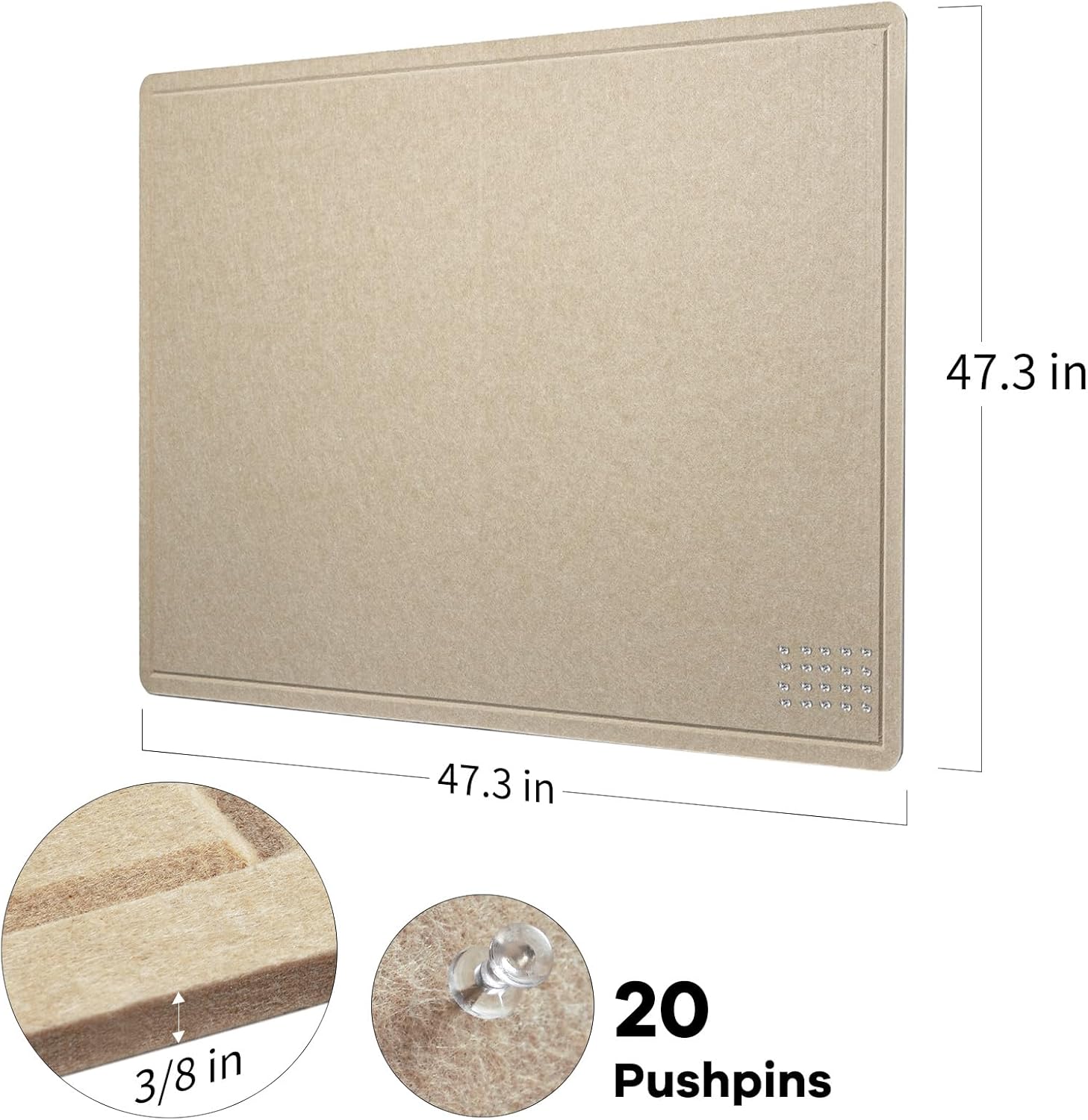 Lightomorrow Large Felt Bulletin Board 48x48 Inches