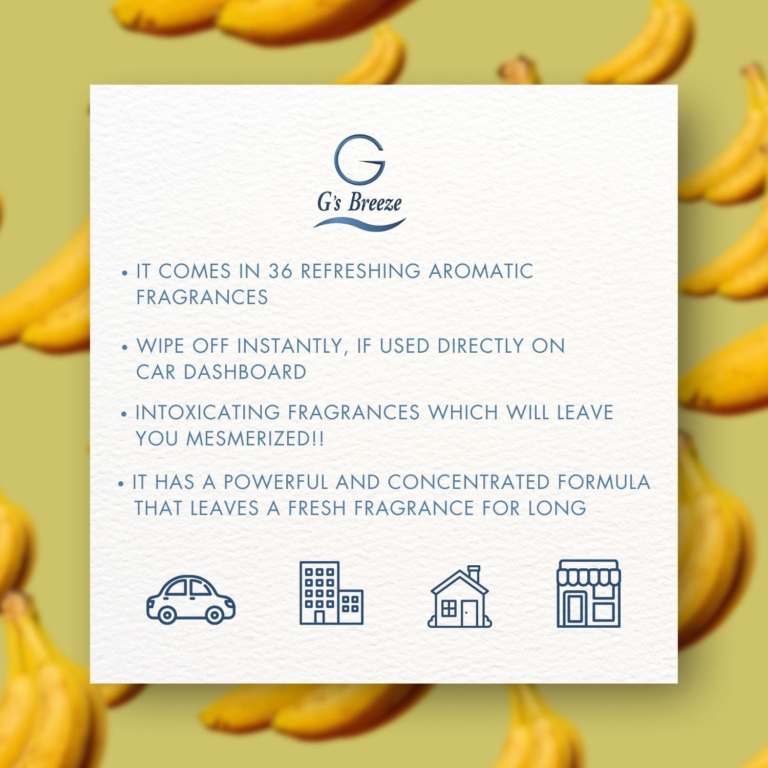 Gs Breeze Vanilla Banana Air Freshener - Sweet Long-Lasting