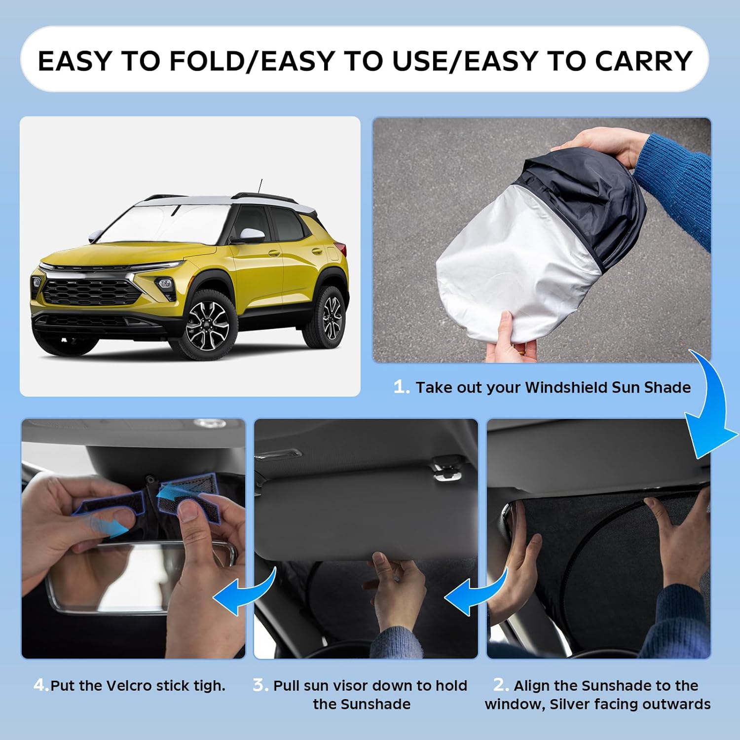 UKTOP Windshield Sunshade for Chevy Trailblazer 2021-2026