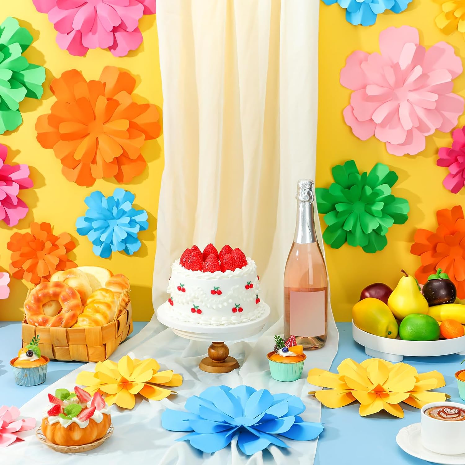 18 Pcs Fluted Paper Flowers Wall Decor 3D DIY