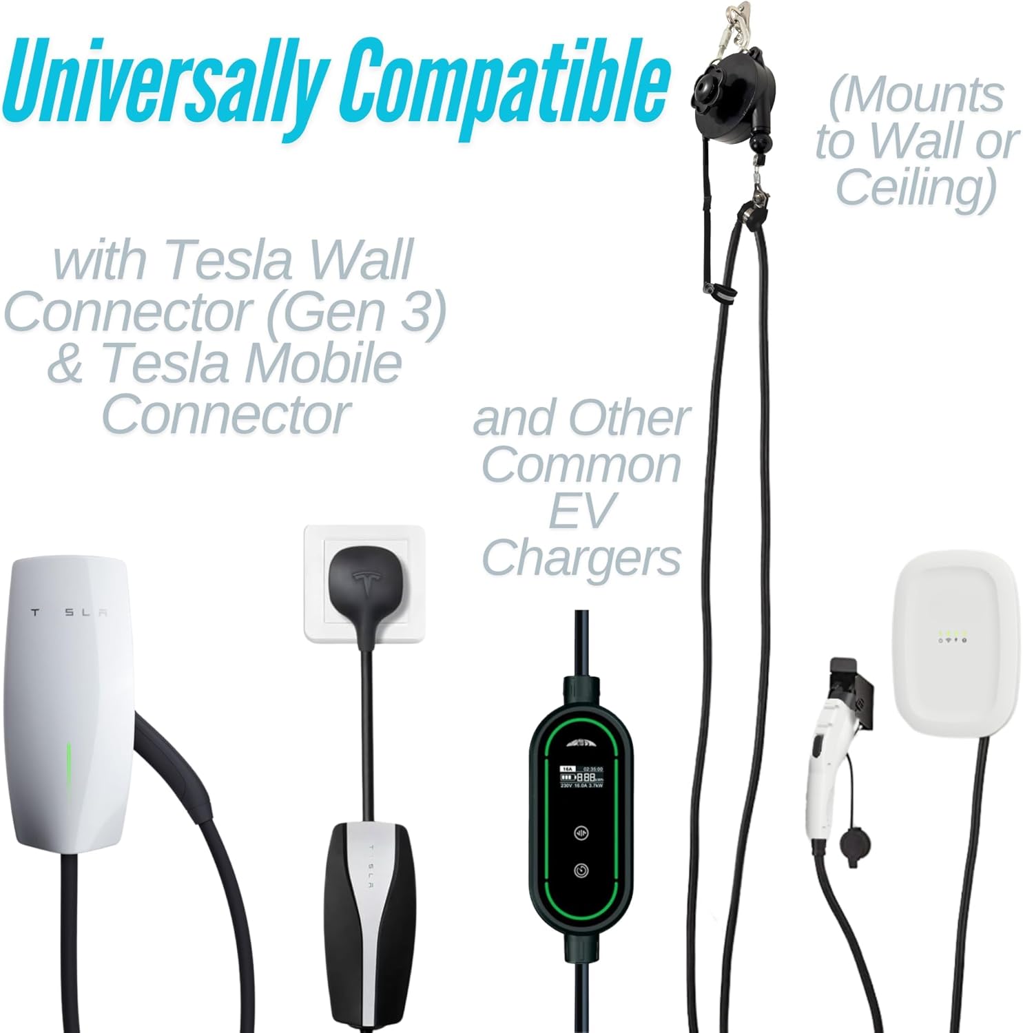ChargeFlex with GlideTrack - Universal EV Retractable Cable Organizer