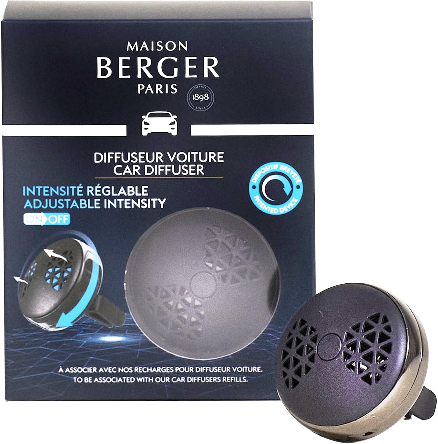 MAISON BERGER Adjustable Car Air Freshener Vent Clip Diffuser Set Black