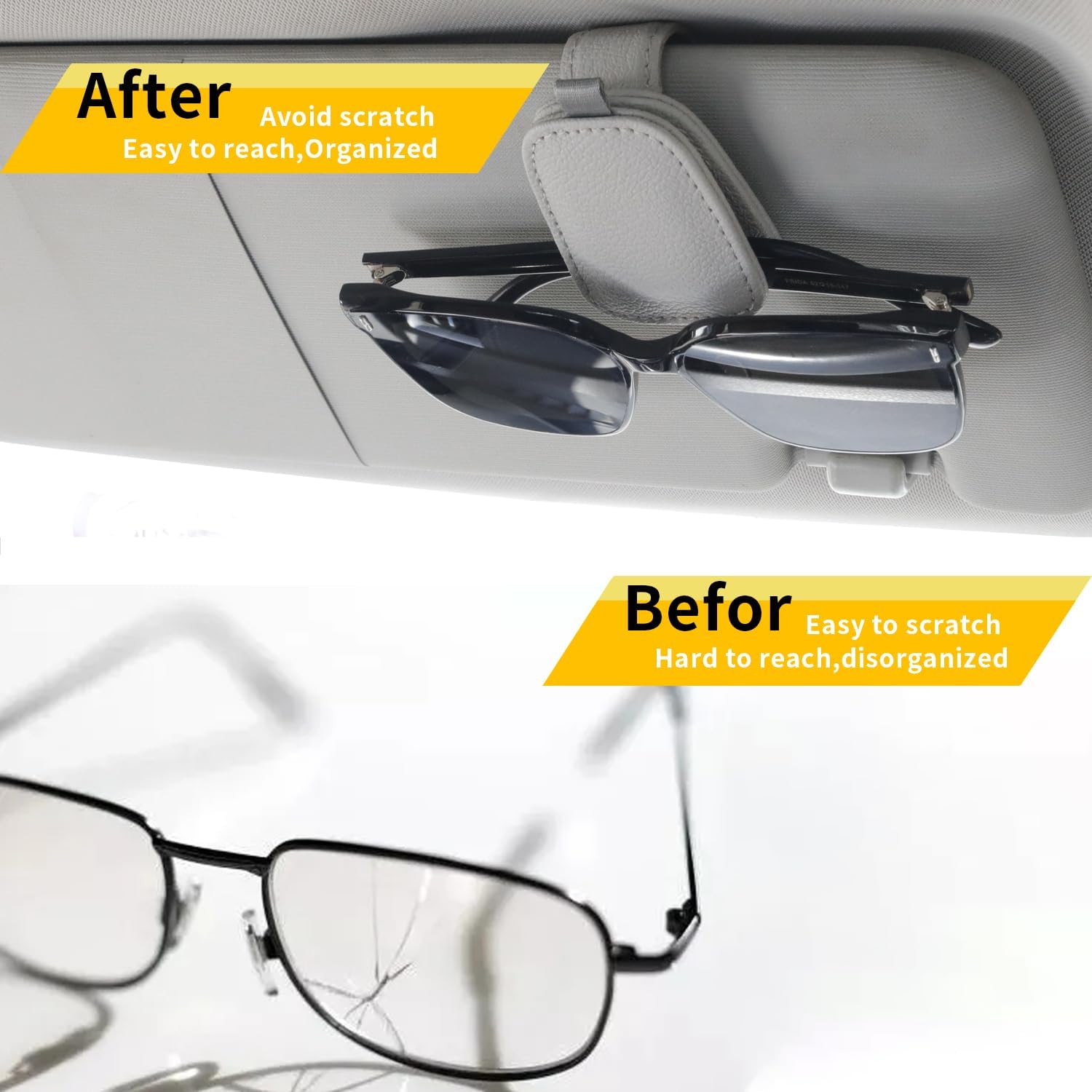 Yuoyar Magnetic Sunglass Holder 4Pcs Silver Grey