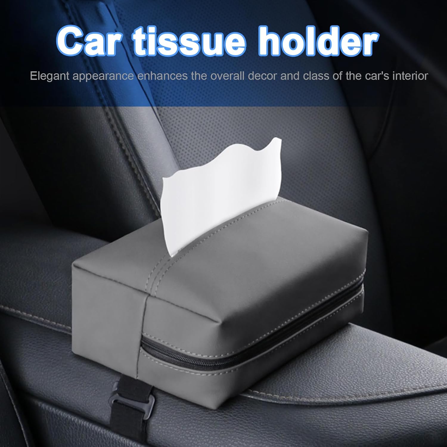 Augeny Car Tissue Holder with Adjustable Elastic Band