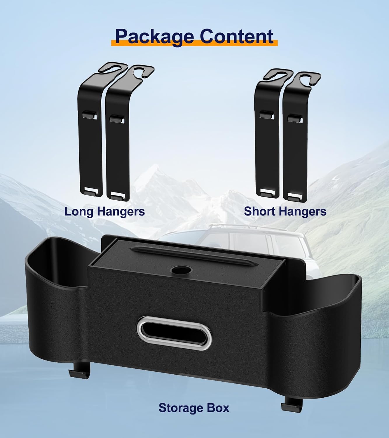 3-in-1 Car Organizer with Tissue Holder Cup Holders and Purse Hooks