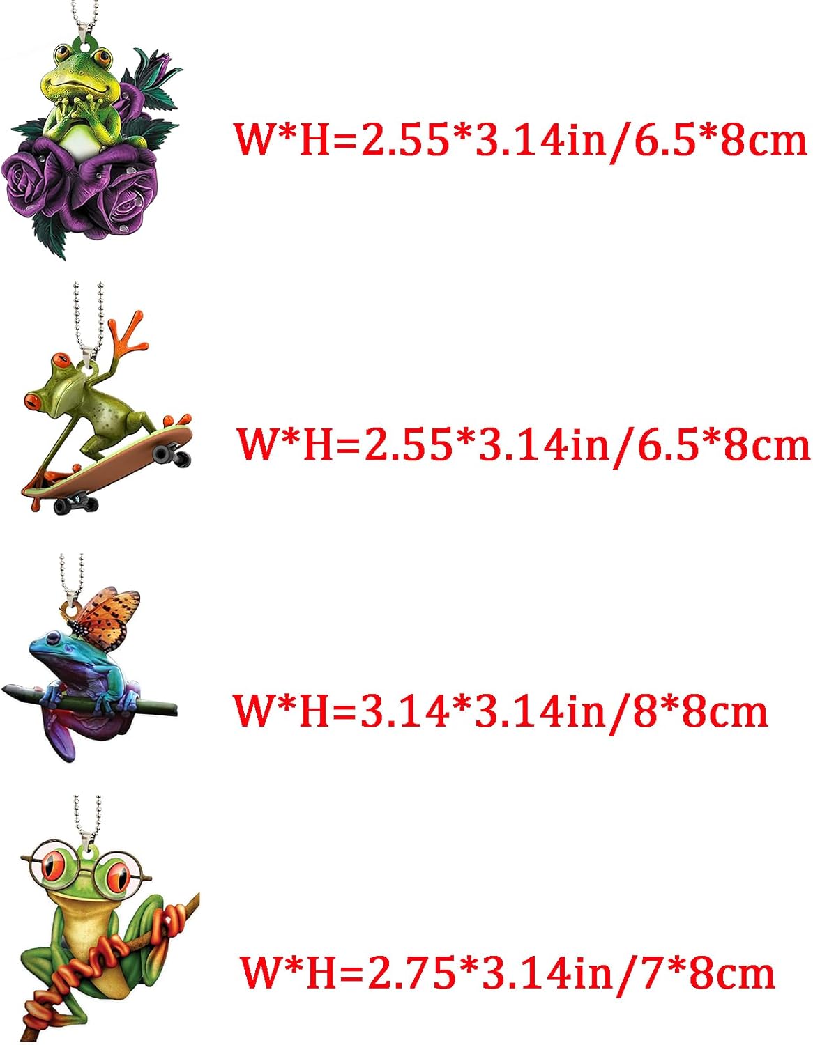 4 Pcs Acrylic Frog Car Mirror Hanging Decorations