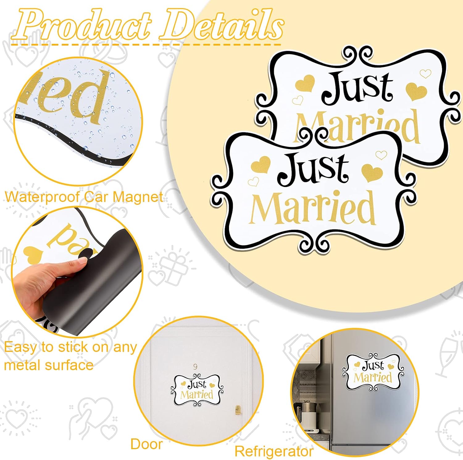 Flutesan 2 Pcs Just Married Car Magnets