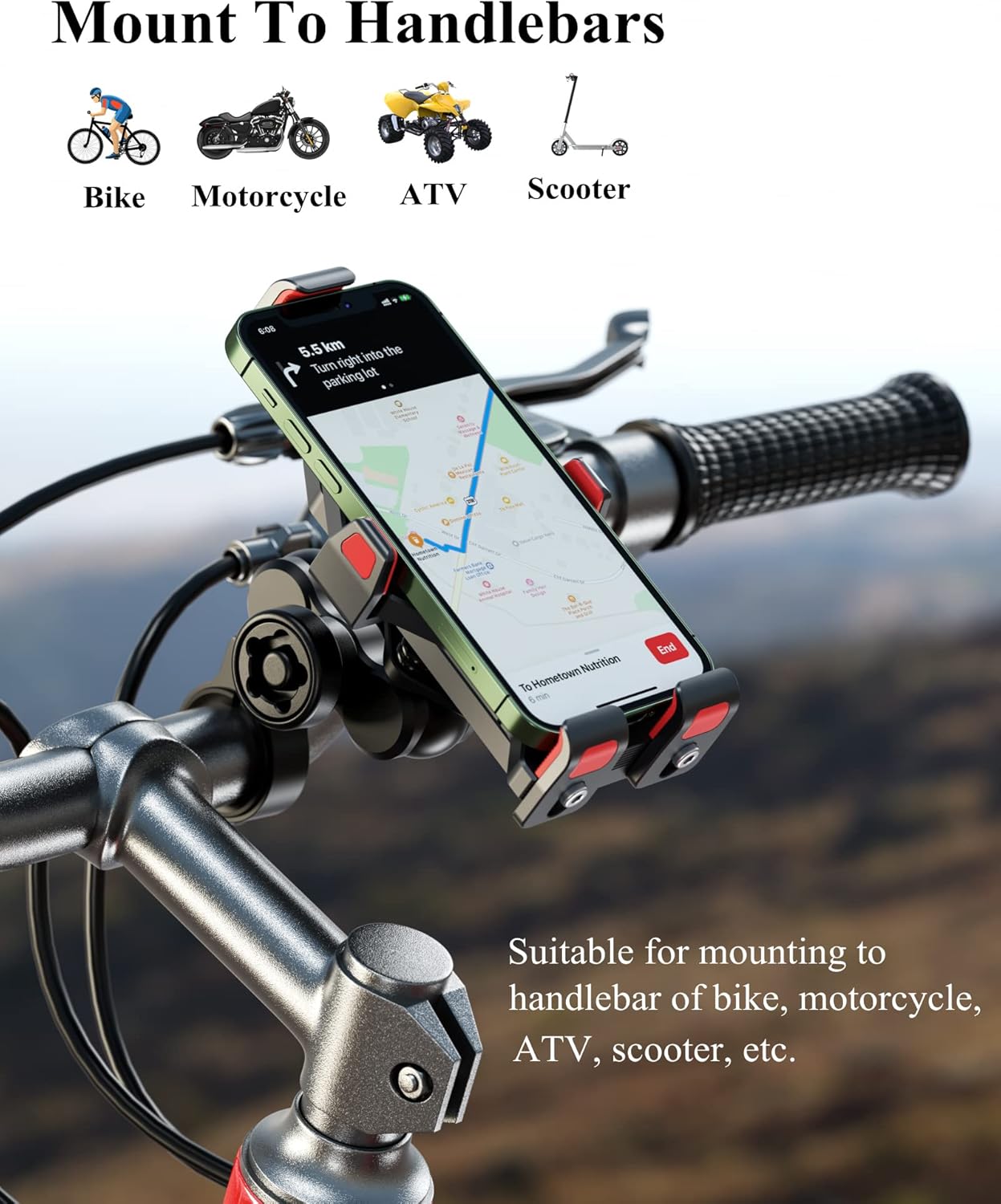 BRCOVAN Motorcycle Phone Mount with Secure Lock and Vibration Dampener