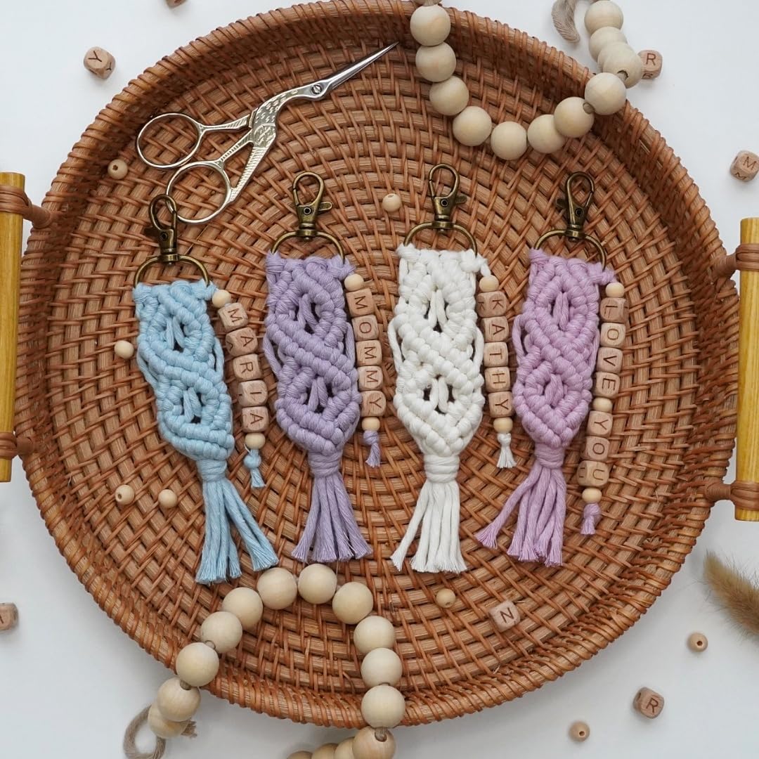 Personalized Macrame Keychain Boho Design for Women Girls
