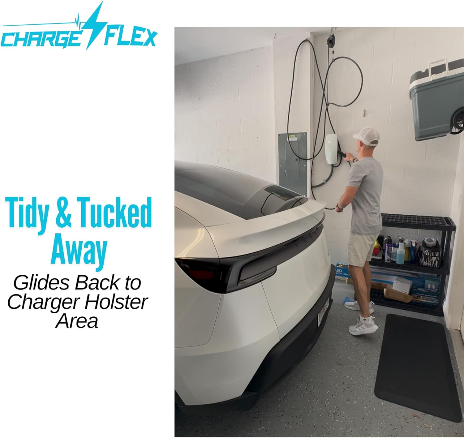 ChargeFlex with GlideTrack - Universal EV Retractable Cable Organizer