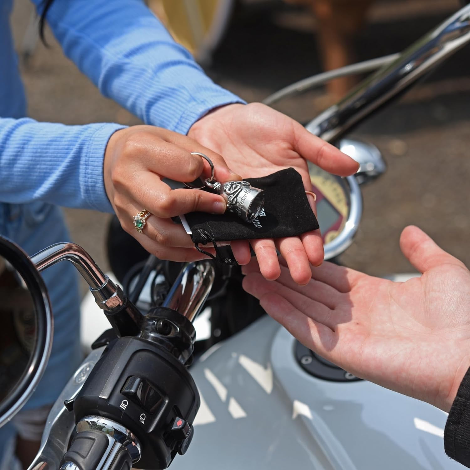 Guardian Bell USA Flag Keychain for Motorcycle