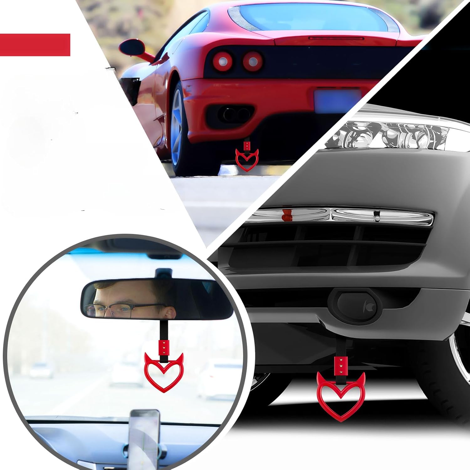 4 Piece Heart Handle Keychains for Car Safety