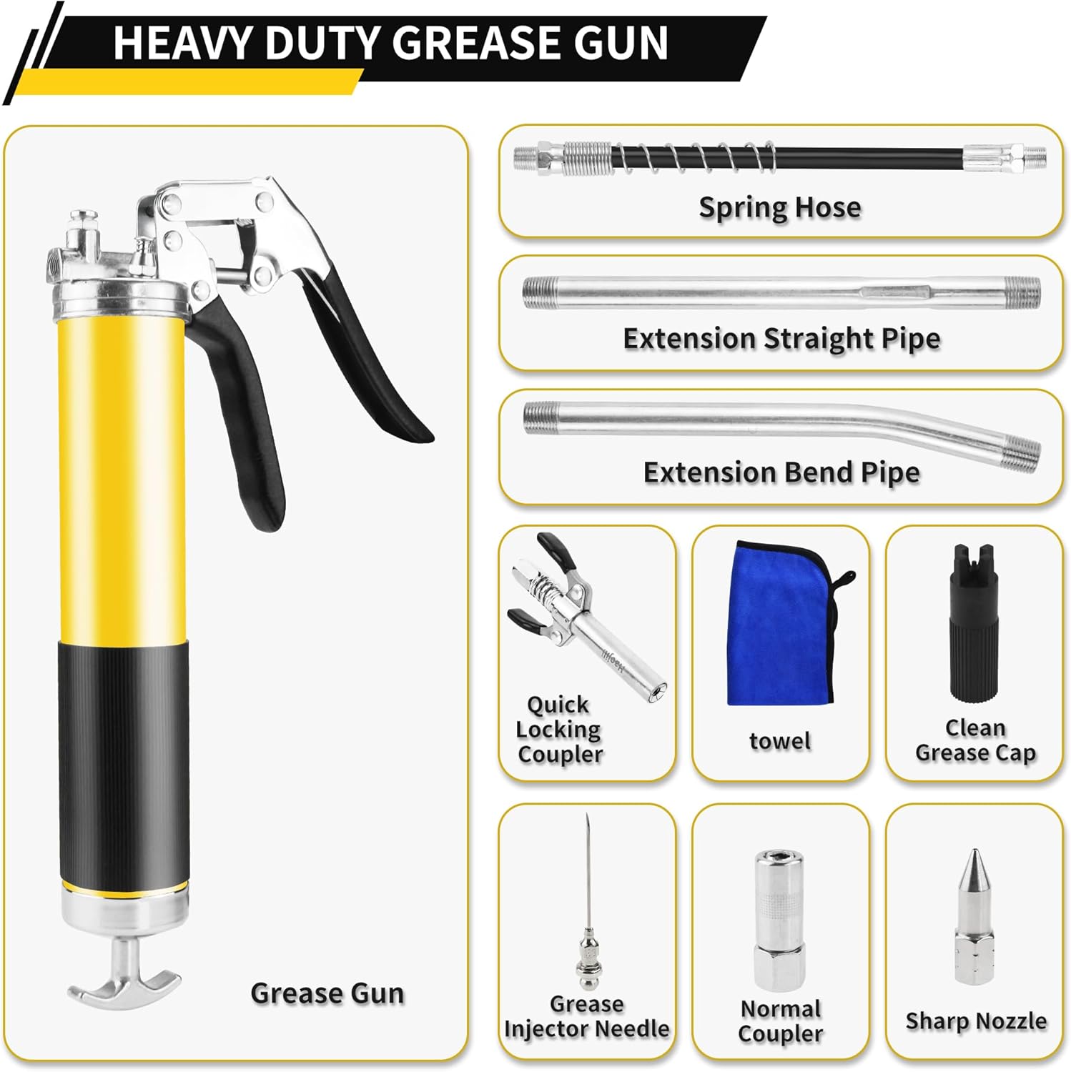 Haojili Grease Gun Kit 8000 PSI Heavy Duty Pistol Grip
