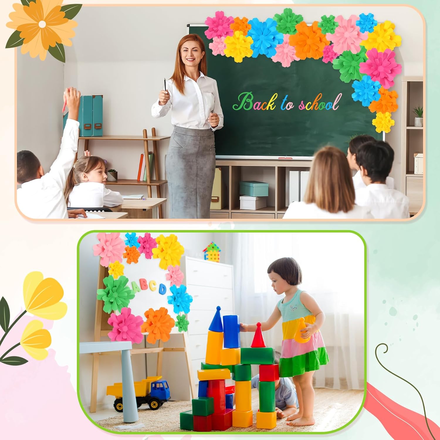 18 Pcs Fluted Paper Flowers Wall Decor 3D DIY