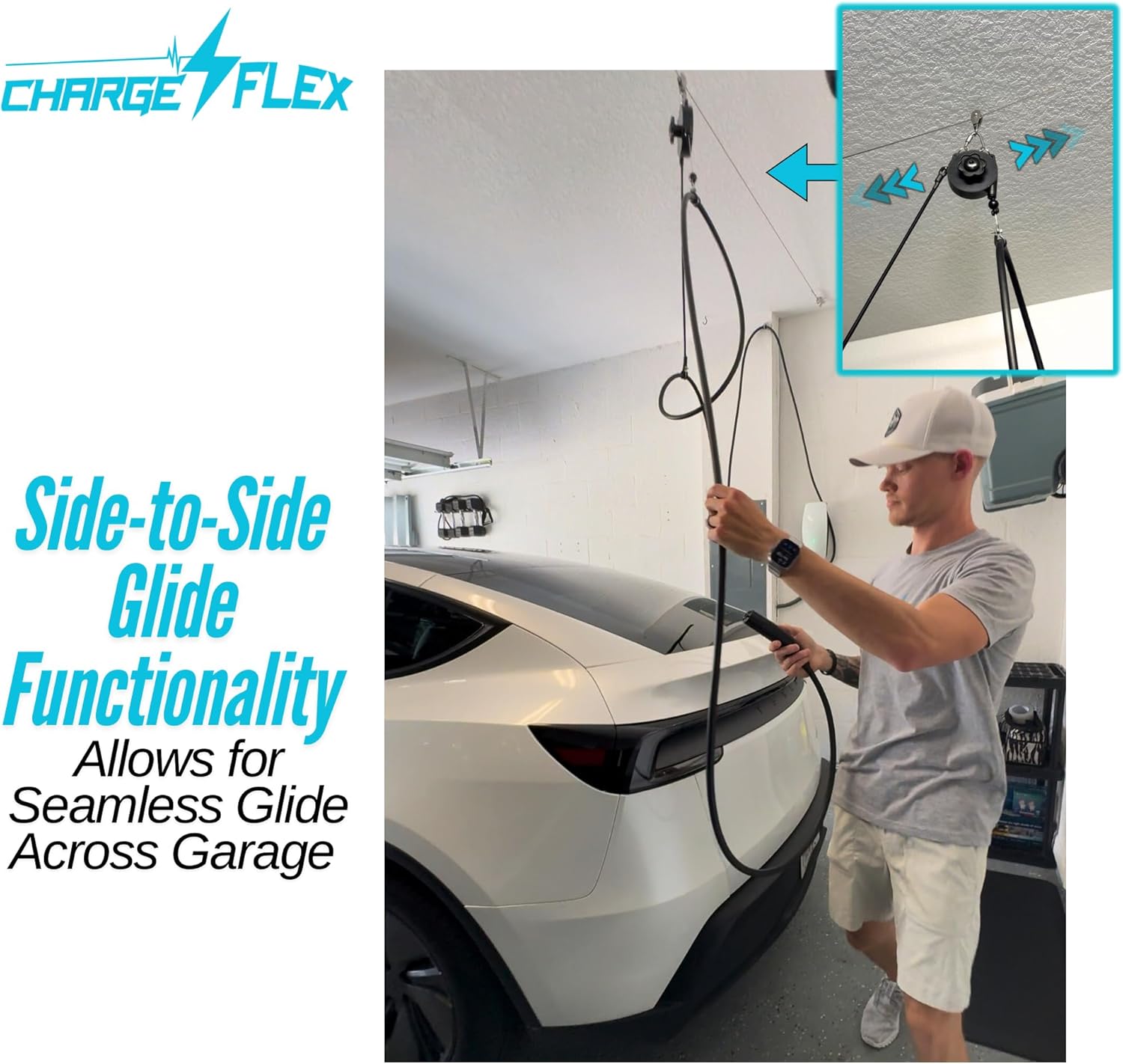 ChargeFlex with GlideTrack - Universal EV Retractable Cable Organizer