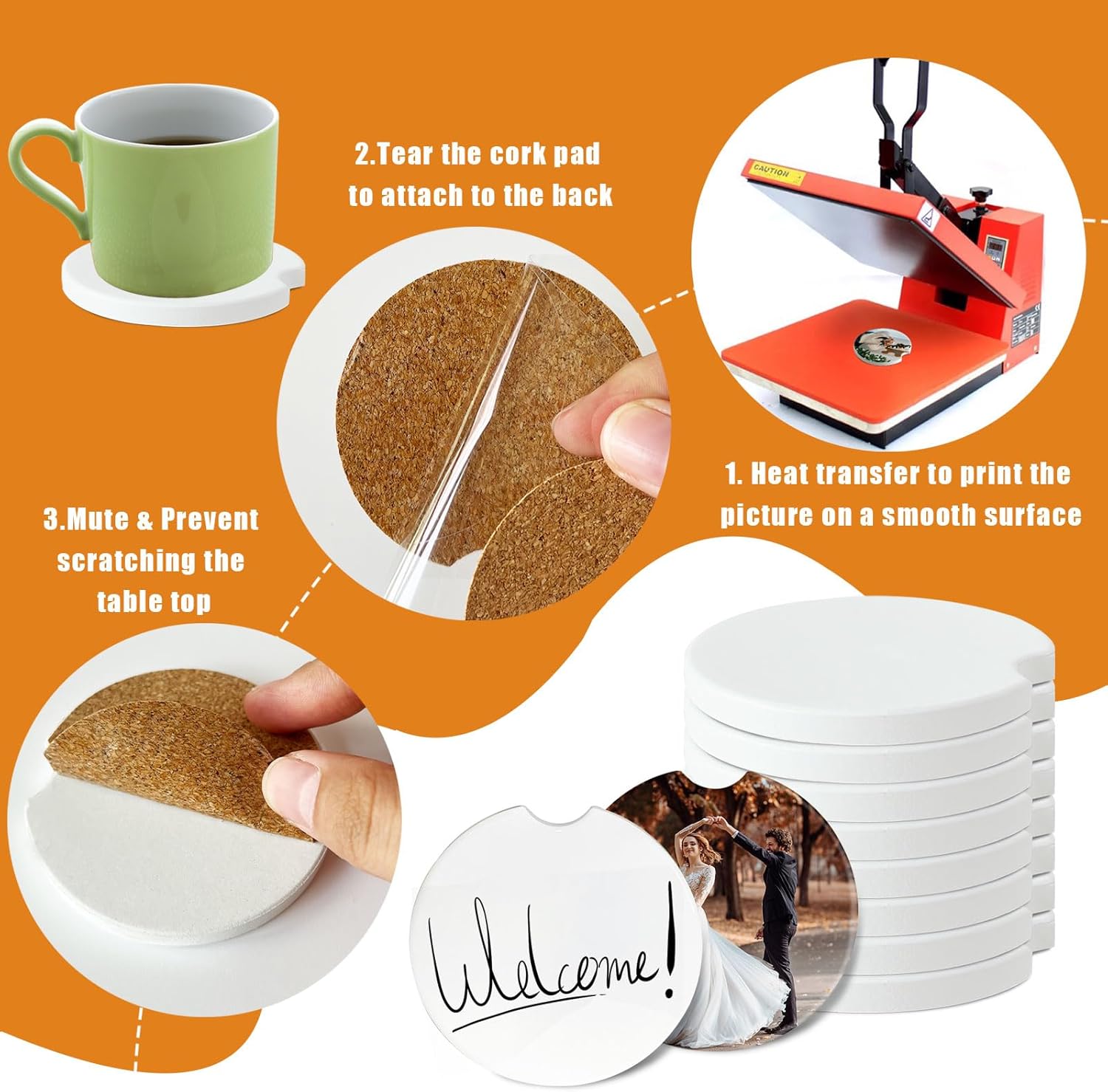 BOMSI Ceramic Car Sublimation Blanks Cup Holder 24 Pcs