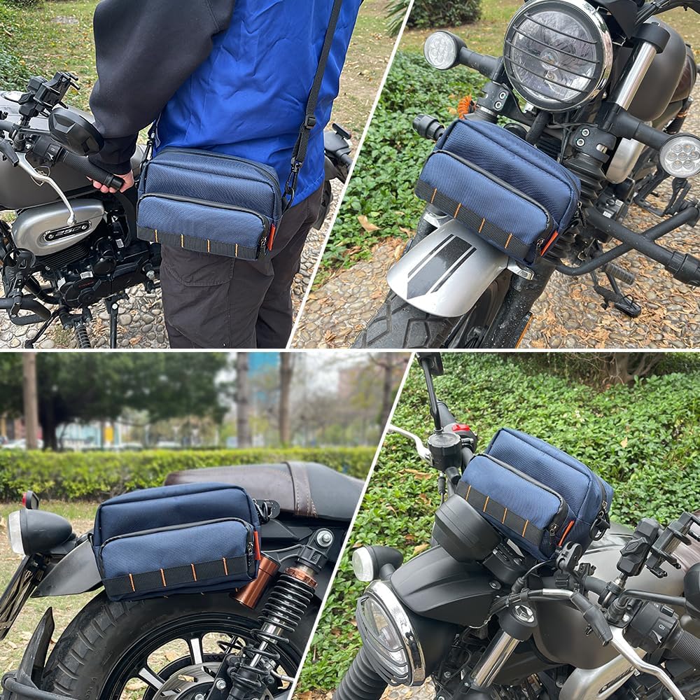reygeak Motorcycle Handlebar Bag with Shoulder Strap