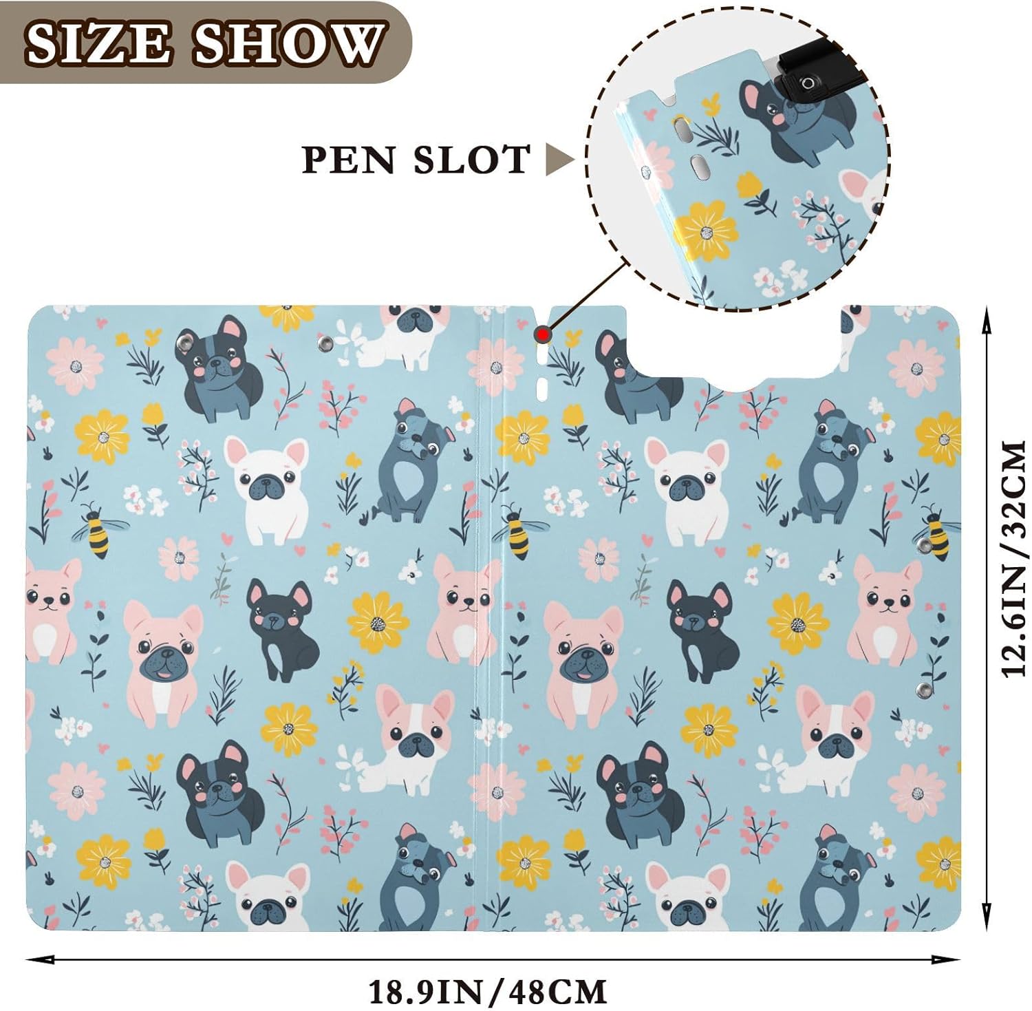 Cute Cartoon Dogs Clipboard Folder A4 Foldable