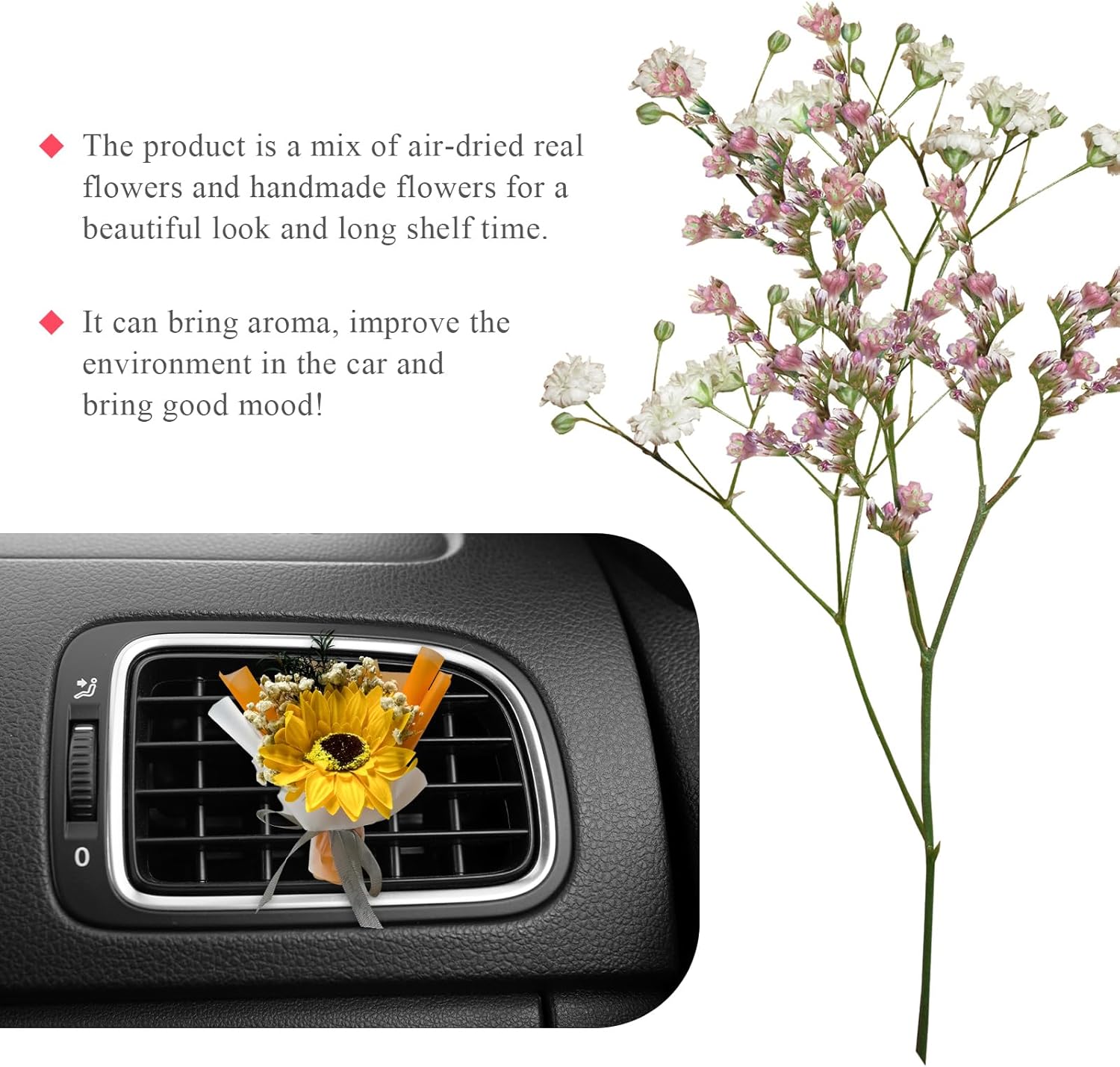 Mini Dried Flower Car Air Freshener with Clip 1