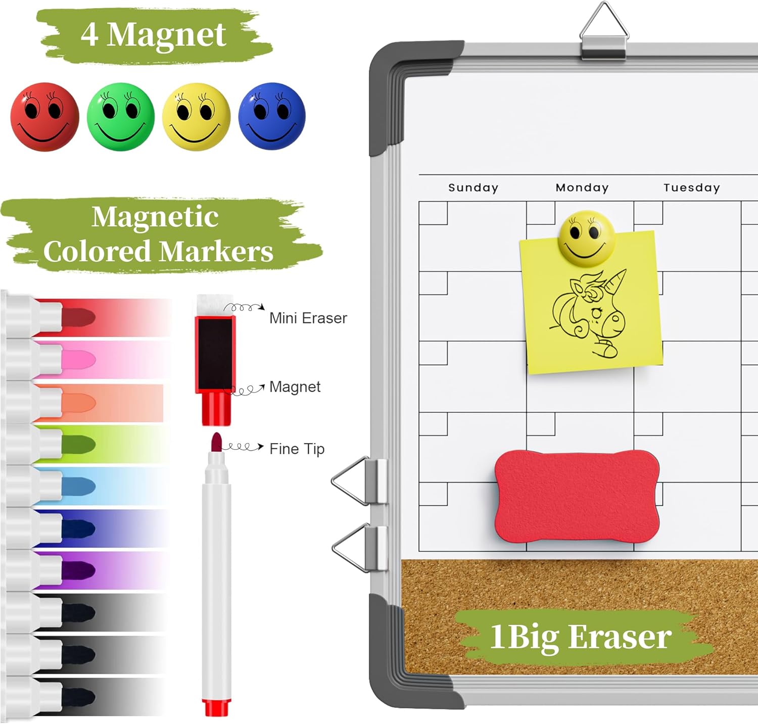 Polegas 17x13 Magnetic Dry Erase Cork Wall Board