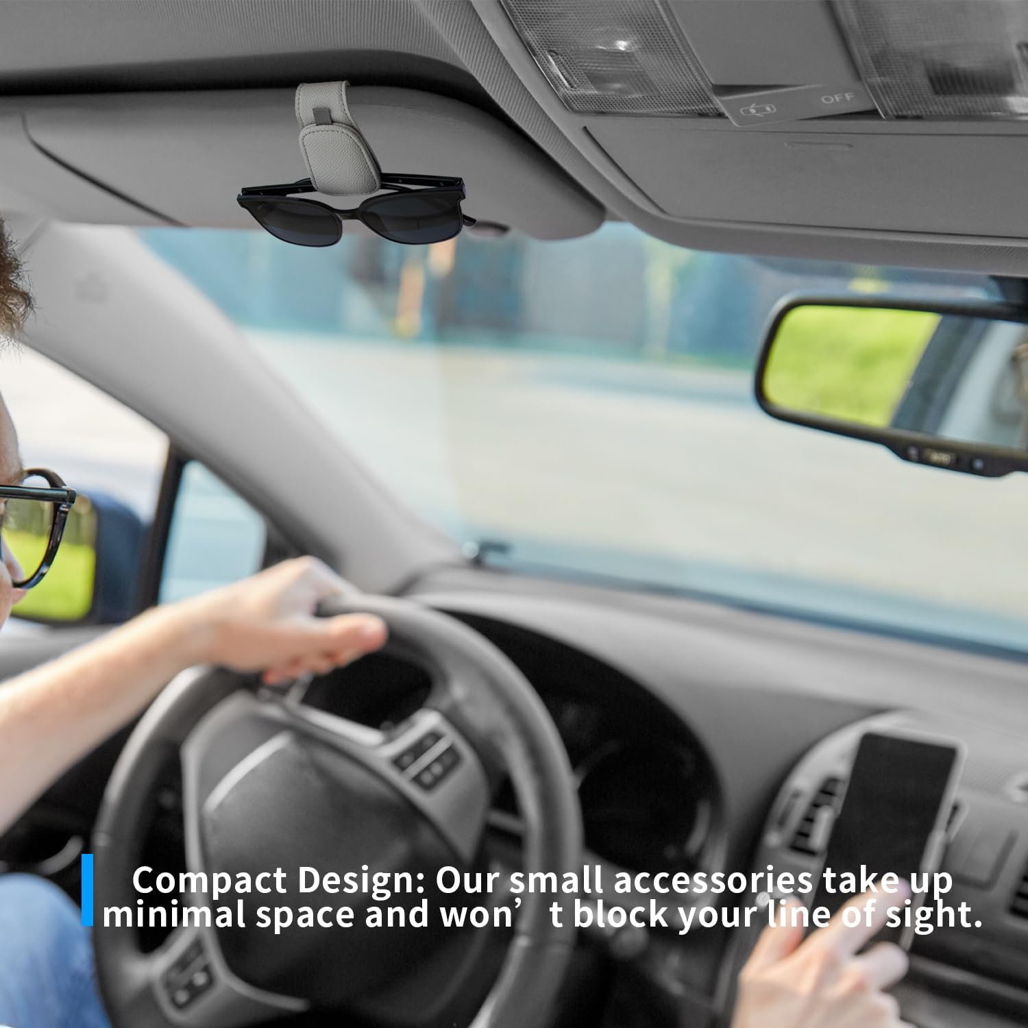 Yuoyar 2 Pack Magnetic Sunglass Holder for Car Visor