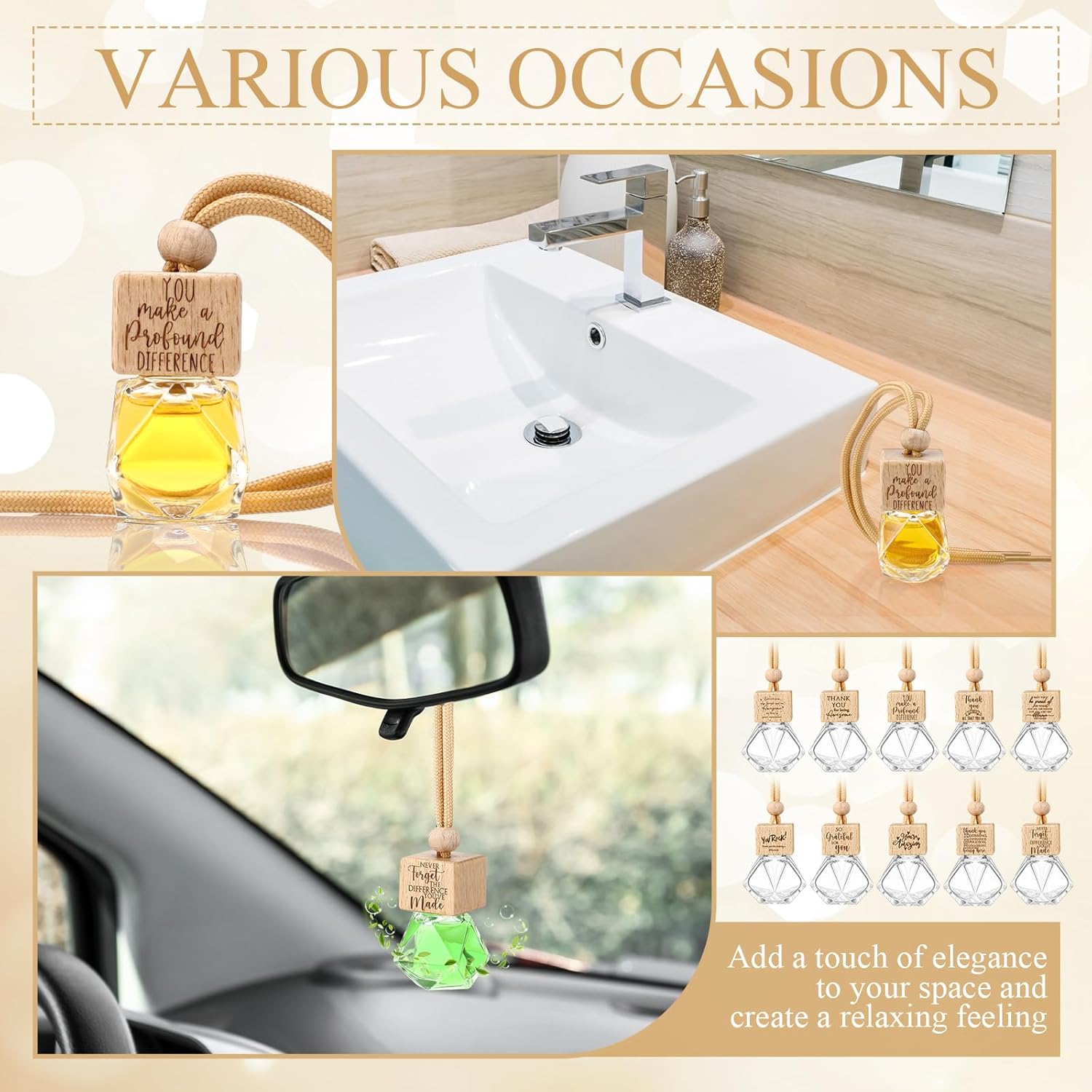 30 Pcs Appreciation Gift Car Diffuser with Inspirational Texts