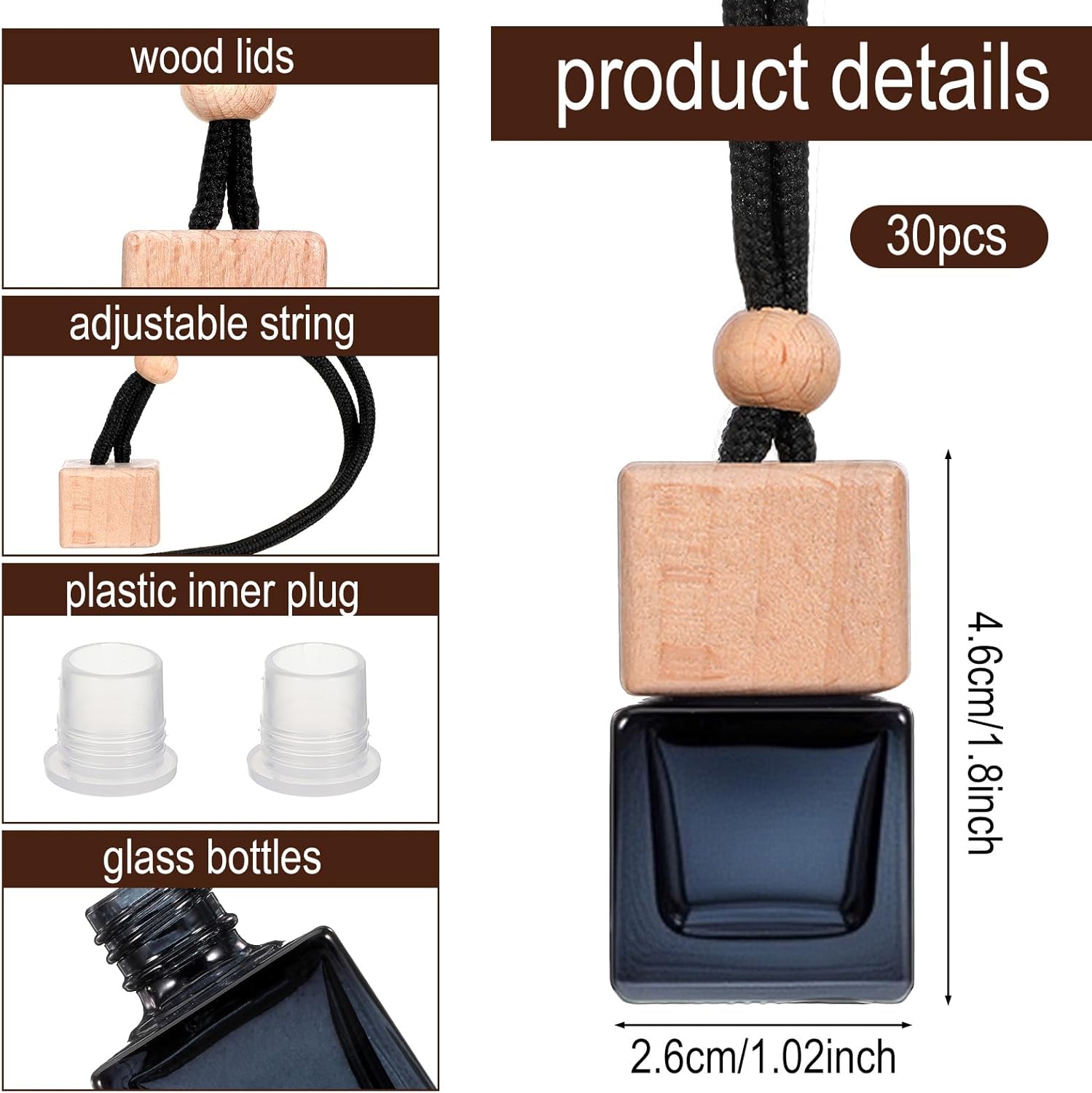 30Pcs Hanging Car Air Freshener Diffuser Bottles