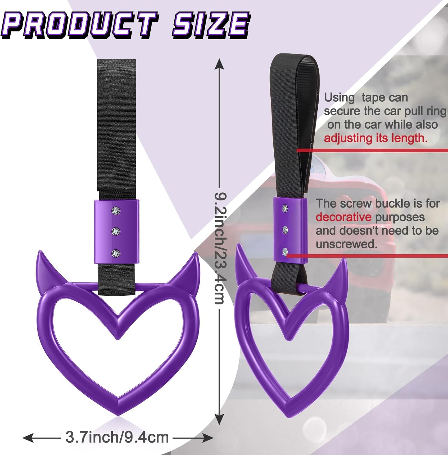 Fabbay 2 Piece Devil Heart Keychain Car Accessory