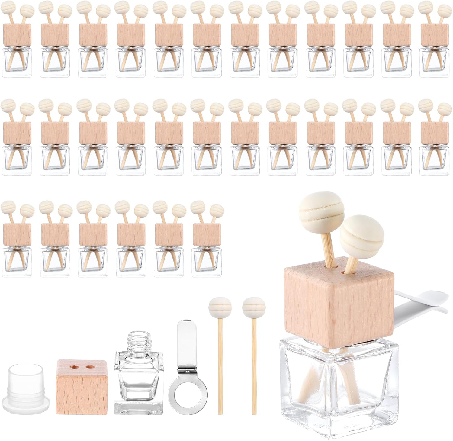 30 Pack Car Diffuser with Vent Clip and Wooden Sticks