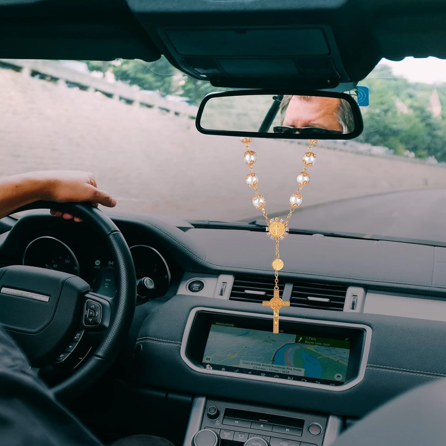Cobee Car Rosary Set for Rearview Mirror Gold