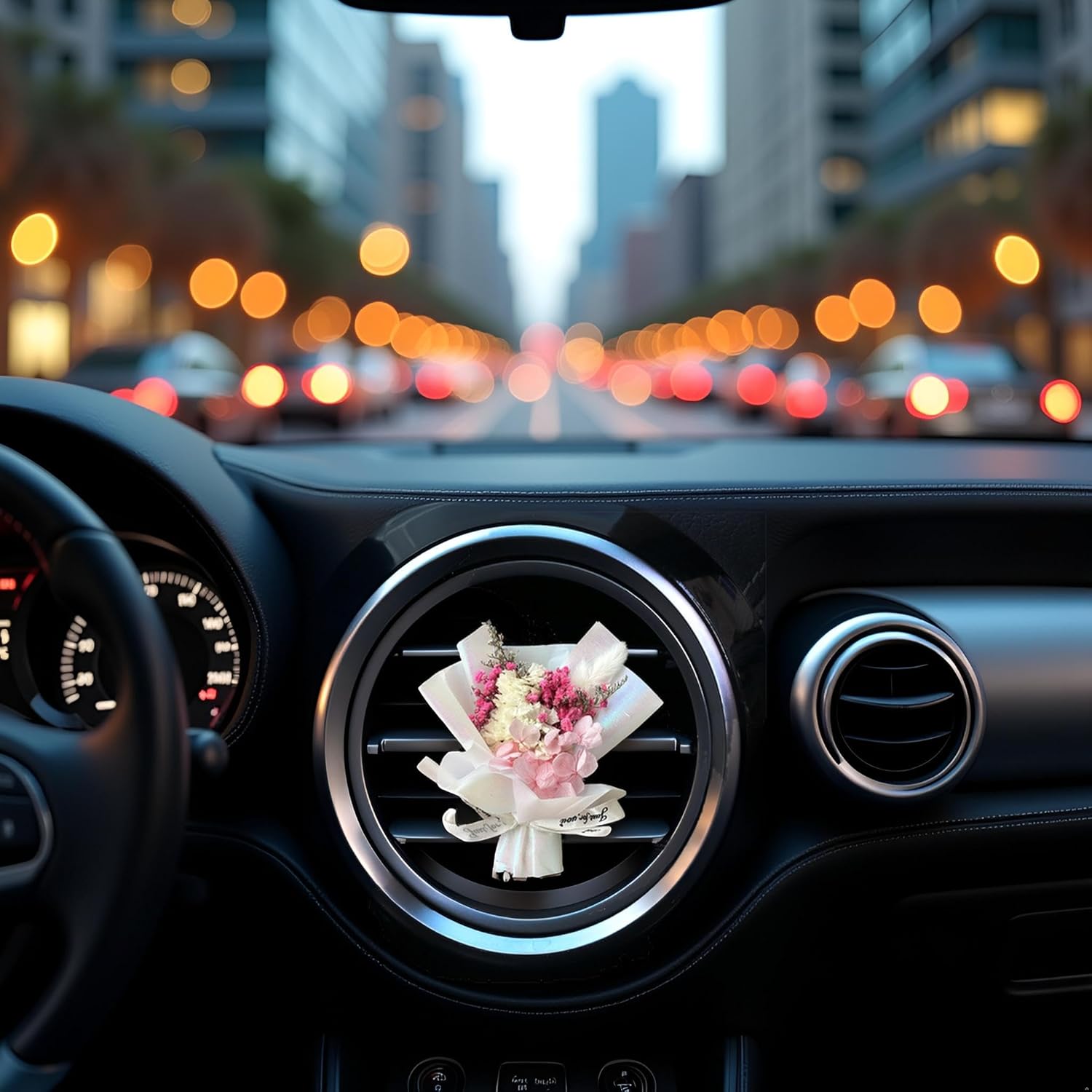 Galepromot Fresh Flowers Mini Dried Bouquet for Car Air Vent Clips