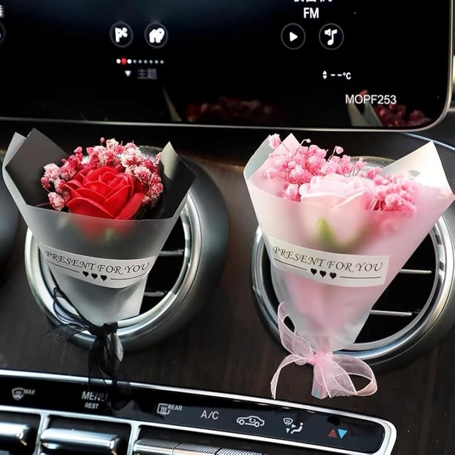 Cute Car Diffuser with Dried Rose Flowers