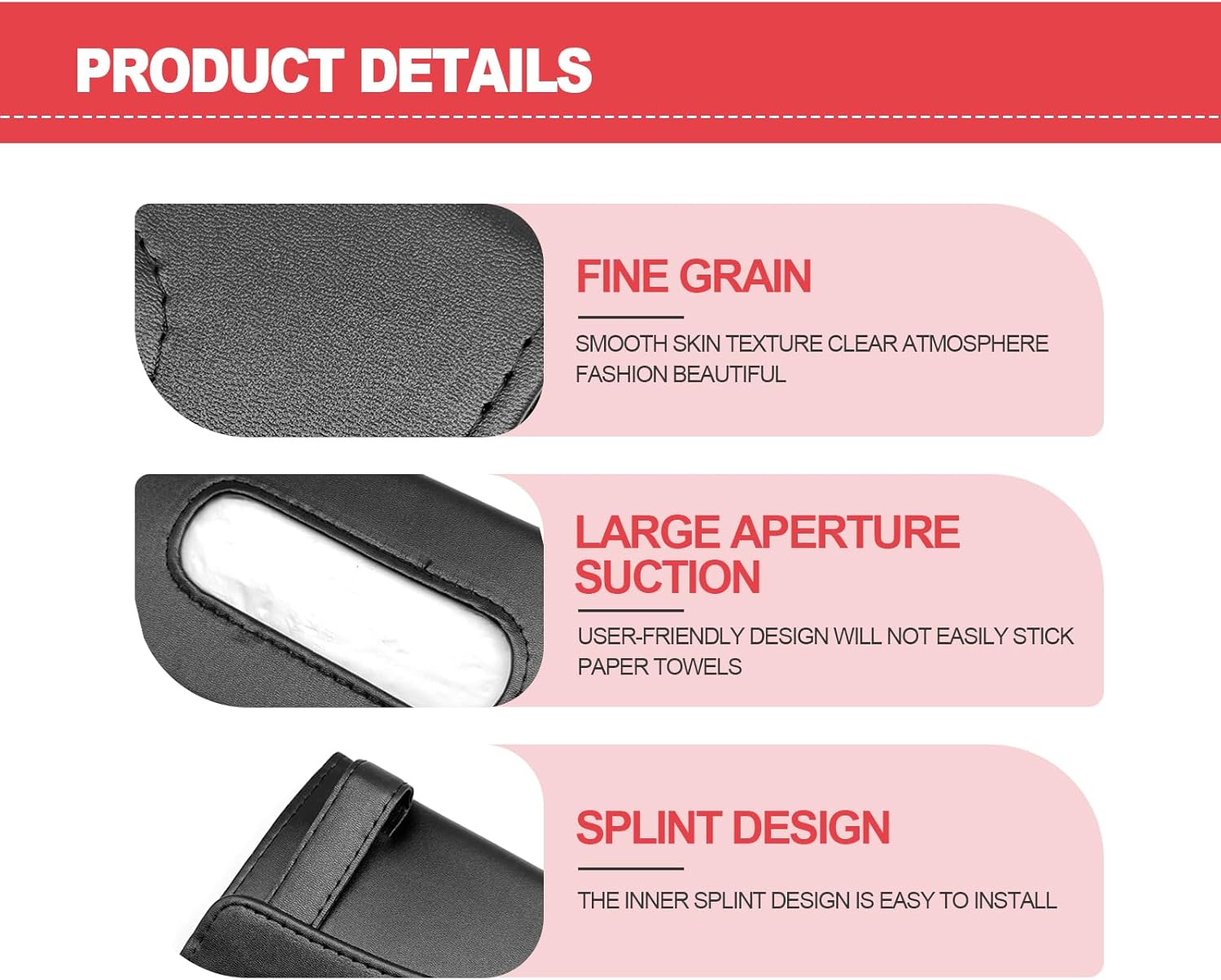 Car Tissue Holder with Mask Clip Visor Mount Black