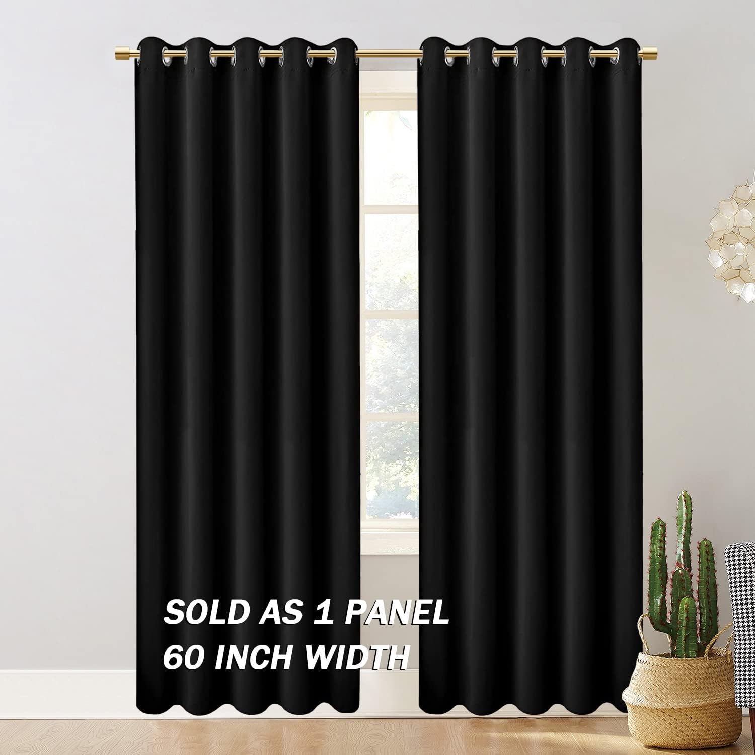 PANELSBURG 80 Inch Floor Length Sliding Curtains Black