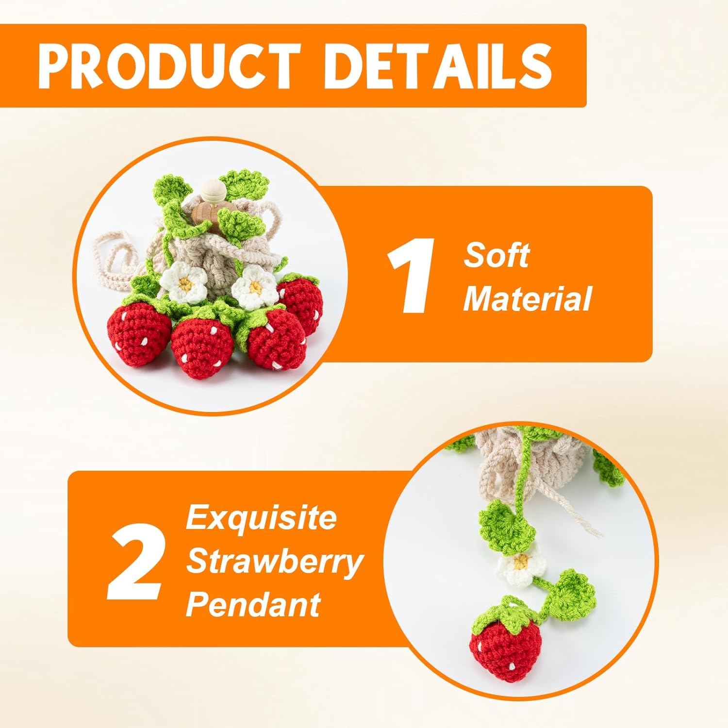 Rislobx Crochet Car Air Freshener Strawberry Decor